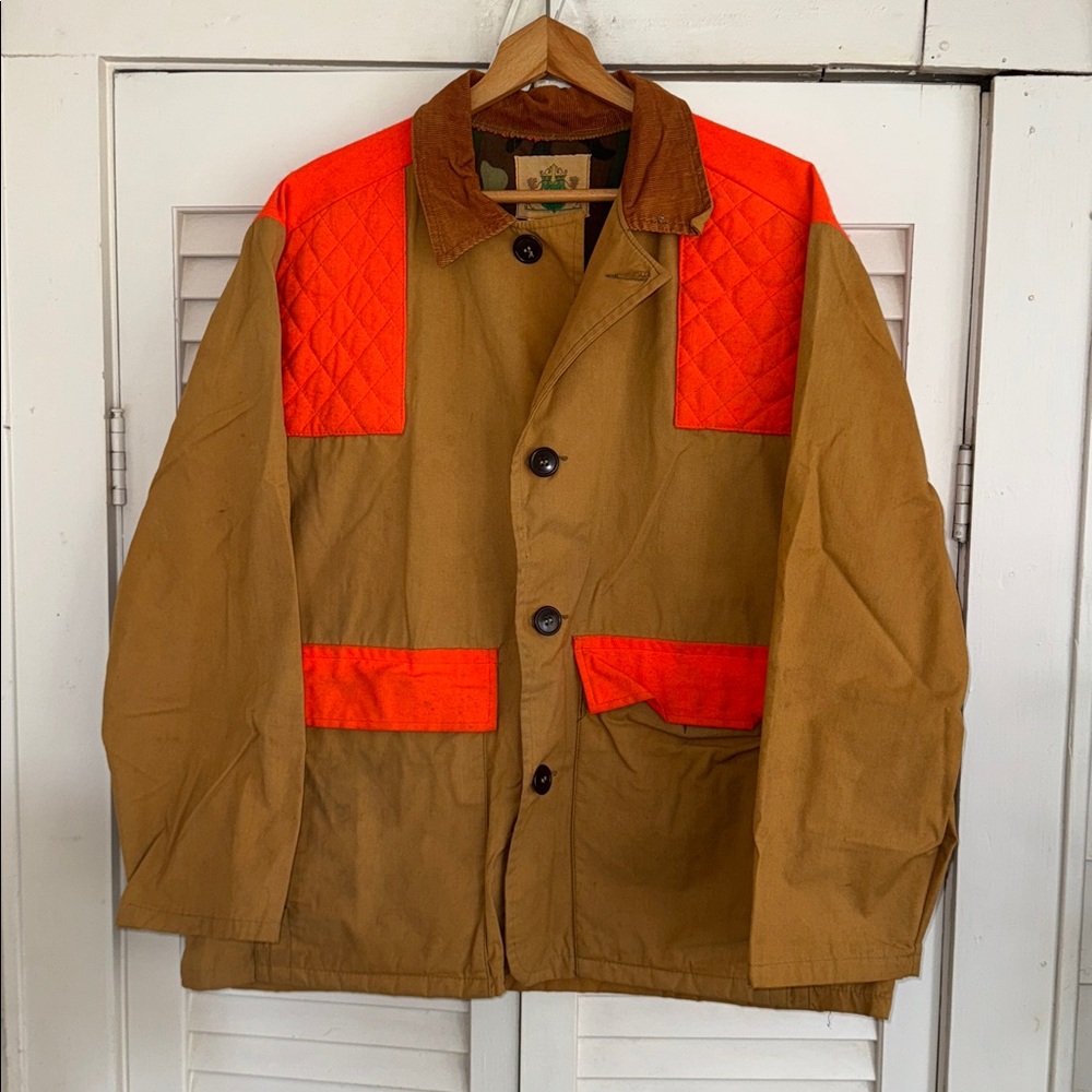 Vintage 80’s IDEAL Men’s Brown & Orange Camp Lined Canvas Hunting Jacket sz L
